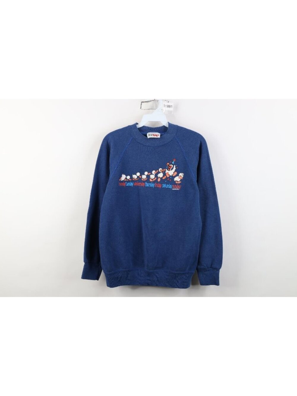 Vintage 80s Womens Small Faded Jim Benton Comic Duck Week Raglan Sweatshirt USA
